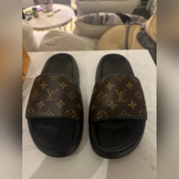 Louis Vuitton Monogram Waterfront Slides Mule Mens 11 New Comes With Dust Bag - Picture 12 of 15